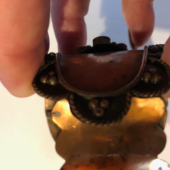 Copper color wide cuff bracelet with ivory color stones - Picture 11 of 11